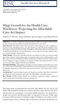Cover page: Wage Growth for the Health Care Workforce: Projecting the Affordable Care Act Impact