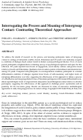 Cover page: Interrogating the Process and Meaning of Intergroup Contact: Contrasting Theoretical Approaches