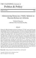 Cover page: Administering Democracy: Public Opinion on Election Reform in California