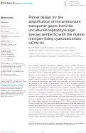 Cover page: Primer design for the amplification of the ammonium transporter genes from the uncultured haptophyte algal species symbiotic with the marine nitrogen-fixing cyanobacterium UCYN-A1.