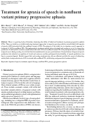 Cover page: Treatment for Apraxia of Speech in Nonfluent Variant Primary Progressive Aphasia