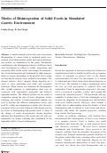 Cover page: Modes of Disintegration of Solid Foods in Simulated Gastric Environment