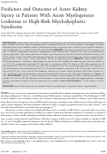 Cover page: Predictors and outcome of acute kidney injury in patients with acute myelogenous leukemia or high‐risk myelodysplastic syndrome