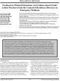 Cover page: Feedback in Medical Education: An Evidence-based Guide to Best Practices from the Council of Residency Directors in Emergency Medicine