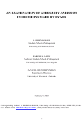 Cover page: An Examination of Risk and Ambiguity Aversion in Decisions Made by Dyads