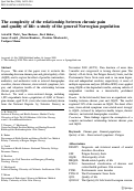 Cover page: The complexity of the relationship between chronic pain and quality of life: a study of the general Norwegian population