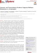 Cover page: Genomic and Transcriptomic Evidence Supports Methane Metabolism in Archaeoglobi