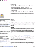 Cover page: Quality of top webpages providing abortion pill information for Google searches in the USA: An evidence-based webpage quality assessment.