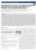 Cover page: Implementing a Process to Systematically Identify and Address Poor Medication Adherence in Pediatric Liver Transplant Recipients