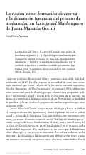 Cover page: La nación como formación discursiva y la dimensión femenina del proceso de modernidad en La hija del Mashorquero de Juana Manuela Gorreti