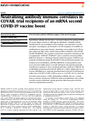 Cover page: Neutralizing antibody immune correlates in COVAIL trial recipients of an mRNA second COVID-19 vaccine boost.