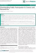 Cover page: Disentangling public participation in science and biomedicine.