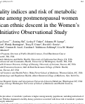 Cover page: Diet quality indices and risk of metabolic syndrome among postmenopausal women of Mexican ethnic descent in the Women’s Health Initiative Observational Study
