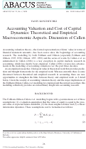Cover page: Accounting Valuation and Cost of Capital Dynamics: Theoretical and Empirical Macroeconomic Aspects. Discussion of Callen