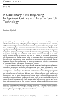 Cover page: A Cautionary Note Regarding Indigenous Culture and Internet Search Technology