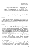 Cover page: I Ciclopoidi (Crustacea, Copepoda) delle acque interne italiane ad est del F. Piave: considerazioni faunistiche e biogeografiche