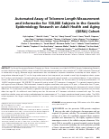 Cover page: Automated Assay of Telomere Length Measurement and Informatics for 100,000 Subjects in the Genetic Epidemiology Research on Adult Health and Aging (GERA) Cohort.