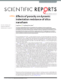 Cover page: Effects of porosity on dynamic indentation resistance of silica nanofoam