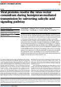 Cover page: Viral proteins resolve the virus-vector conundrum during hemipteran-mediated transmission by subverting salicylic acid signaling pathway.