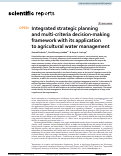 Cover page: Integrated strategic planning and multi-criteria decision-making framework with its application to agricultural water management