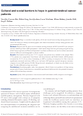 Cover page: Cultural and social barriers to hope in gastrointestinal cancer patients.