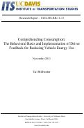 Cover page: Comprehending Consumption: The Behavioral Basis and Implementation of Driver Feedback for Reducing Vehicle Energy Use