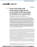 Cover page: Short chain fatty acids produced by Cutibacterium acnes inhibit biofilm formation by Staphylococcus epidermidis