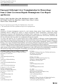 Cover page: Emergent Orthotopic Liver Transplantation for Hemorrhage from a Giant Cavernous Hepatic Hemangioma: Case Report and Review