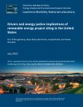Cover page: Drivers and energy justice implications of renewable energy project siting in the United States