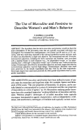 Cover page: The Use of Masculine and Feminine to Describe Women's and Men's Behavior