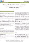 Cover page: Do Levels of SARS-CoV-2 Anti-Spike Antibody Titers After Vaccination Predict Future Infections in Hemodialysis Patients?