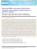 Cover page: Neonatal MRI is associated with future cognition and academic achievement in preterm children.