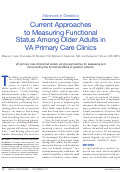 Cover page: Current approaches to measuring functional status among older adults in VA primary care clinics.