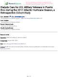 Cover page: Dialysis Care for U.S. Military Veterans in Puerto Rico during the 2017 Atlantic Hurricane Season, a Retrospective Cohort Study