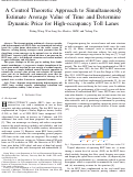 Cover page: A Control Theoretic Approach to Simultaneously Estimate Average Value of Time and Determine Dynamic Price for High-Occupancy Toll Lanes