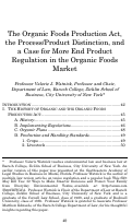 Cover page: The Organic Foods Production Act, the Process/Product Distinction, and a Case for More End Product Regulation in the Organic Foods Market