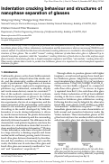 Cover page: Indentation cracking behaviour and structures of nanophase separation of glasses