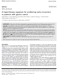 Cover page: A liquid biopsy signature for predicting early recurrence in patients with gastric cancer.