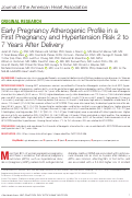 Cover page: Early Pregnancy Atherogenic Profile in a First Pregnancy and Hypertension Risk 2 to 7 Years After Delivery