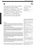 Cover page: Association of Glycemia, Lipids, and Blood Pressure With Cognitive Performance in People With Type 2 Diabetes in the Glycemia Reduction Approaches in Diabetes: A Comparative Effectiveness Study (GRADE).