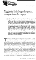 Cover page: Nativism, the Native Speaker Construct, and Minority Immigrant Women Teachers of English as a Second Language..