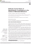 Cover page: Editorial: Current Views of Hypothalamic Contributions to the Control of Motivated Behaviors