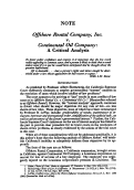 Cover page: <em>Offshore Rental Company, Inc. v. Continental Oil Company</em>: A Critical Analysis
