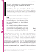 Cover page: Household food insecurity and children’s physical activity and sedentary behaviour in the United States: the Healthy Communities Study