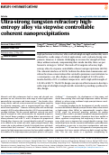 Cover page: Ultra-strong tungsten refractory high-entropy alloy via stepwise controllable coherent nanoprecipitations