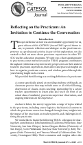 Cover page: Reflecting on the Practicum: An Invitation to Continue the Conversation