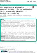 Cover page: Post-hospitalization dialysis facility processes of care and hospital readmissions among hemodialysis patients: a retrospective cohort study.