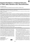 Cover page: Surgical Predictors of Clinical Outcome 6 Years After Revision ACL Reconstruction.