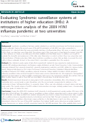 Cover page: Evaluating Syndromic surveillance systems at institutions of higher education (IHEs): A retrospective analysis of the 2009 H1N1 influenza pandemic at two universities