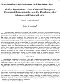 Cover page: Guilty Associations:  Joint Criminal Enerprise, Command Responsibility and the Development of International Criminal Law